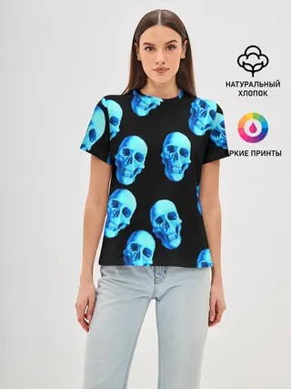 Женская базовая футболка / Черепа стиль