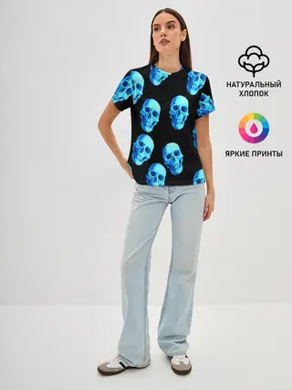 Женская базовая футболка / Черепа стиль