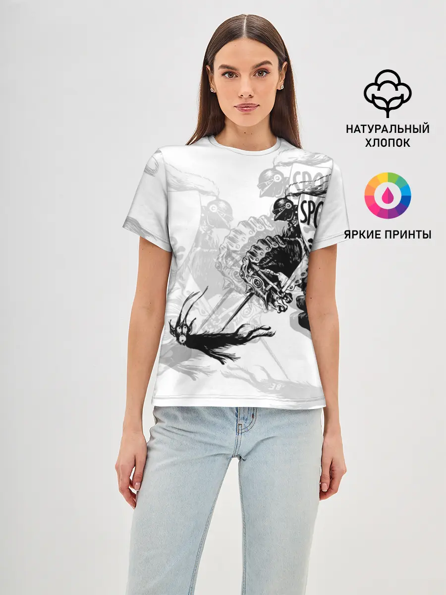 Женская базовая футболка / Всадник и чёрт