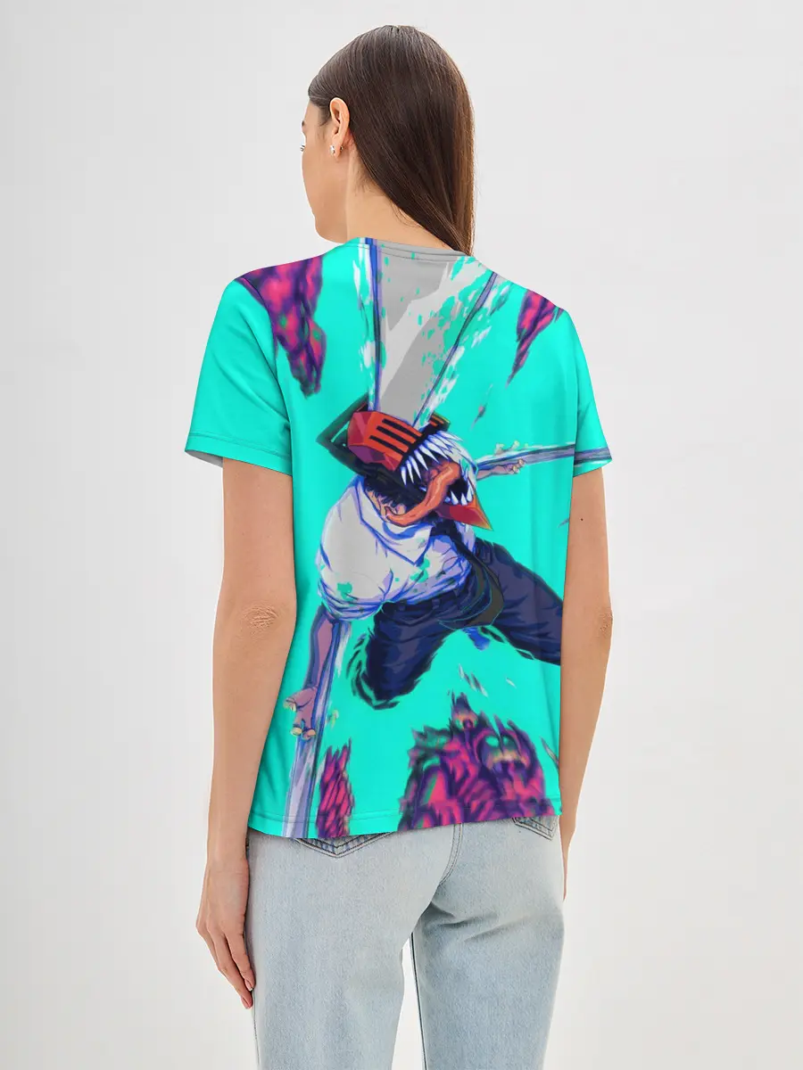 Женская базовая футболка / ЧЕЛОВЕК БЕНЗОПИЛА ДЕНДЖИ