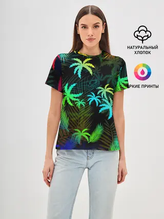 Женская базовая футболка / ПАЛЬМЫ / ТРОПИКИ