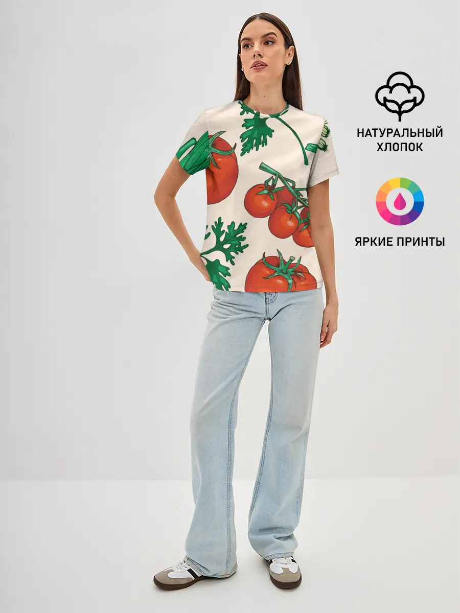 Женская базовая футболка / Летние овощи