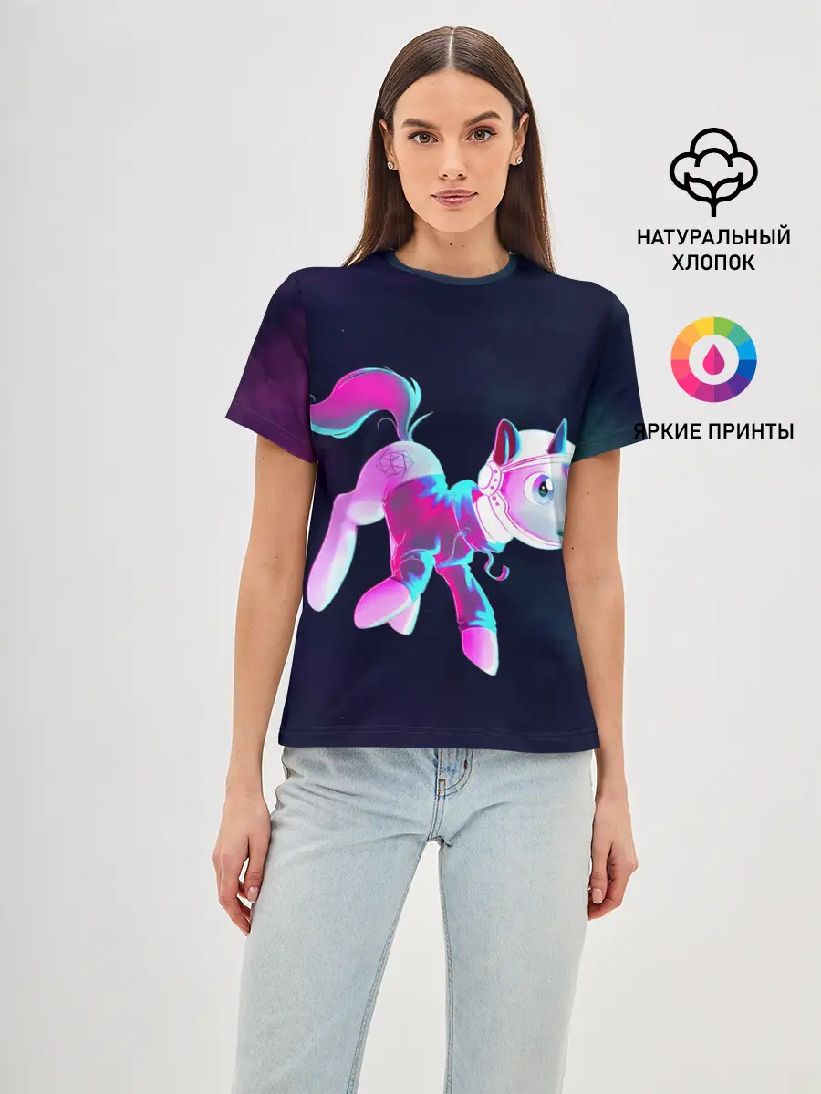 Женская базовая футболка / Пони в космосе