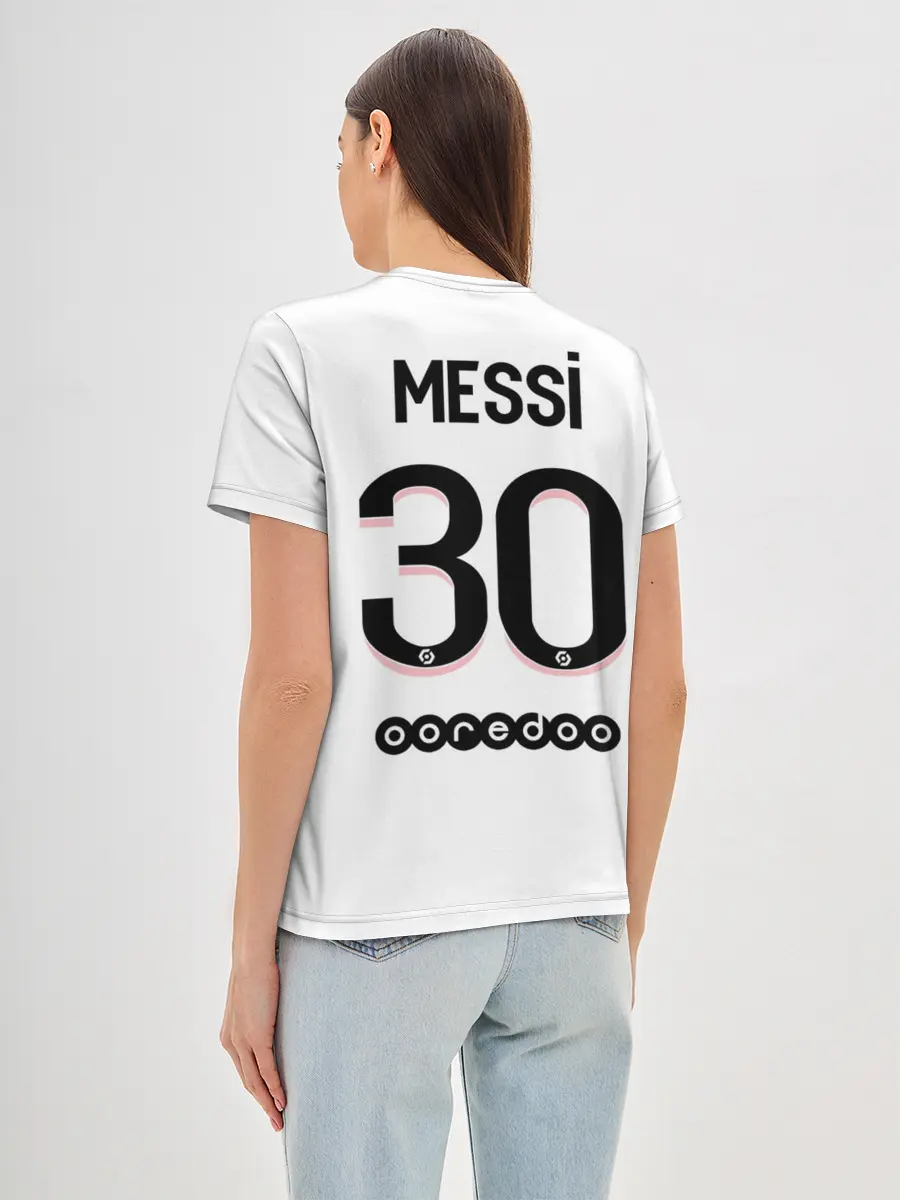 Женская базовая футболка / Месси форма гостевая ПСЖ 21/22