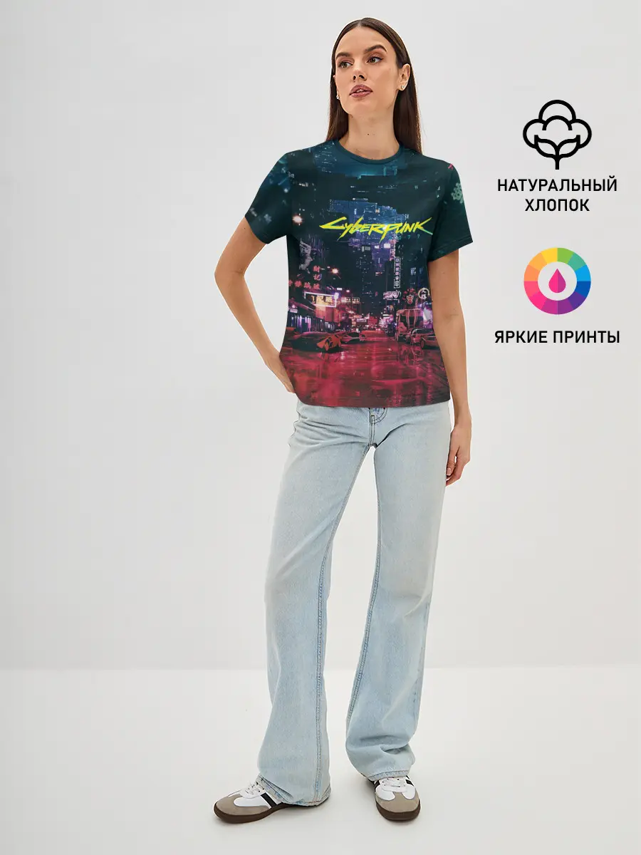Женская базовая футболка / Cyberpunk 2077