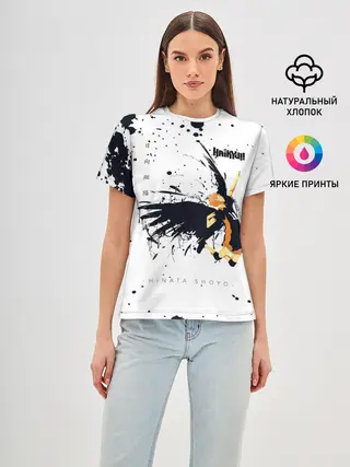 Женская базовая футболка / Шоё Хината с крыльями Haikyuu!!