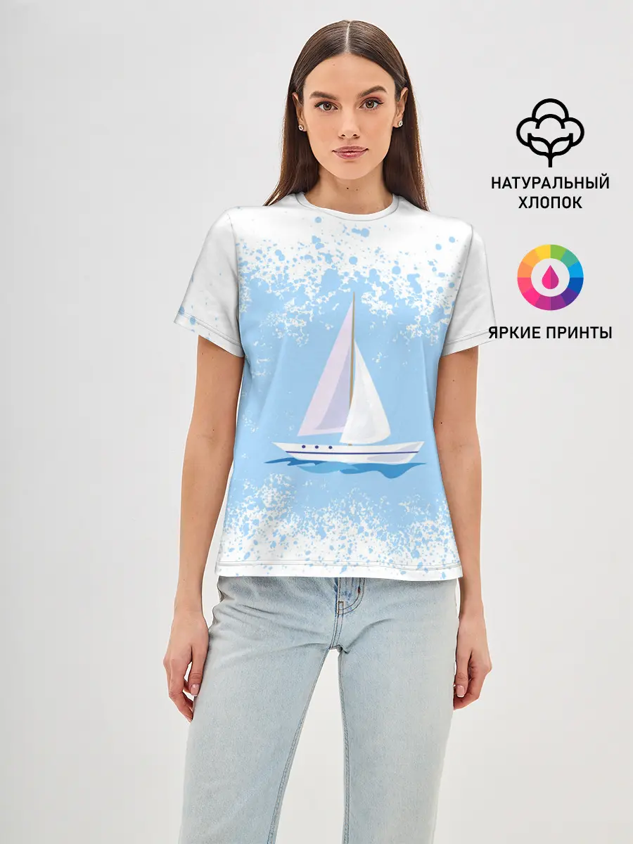 Женская базовая футболка / ОДИНОКАЯ ЛОДКА | SAILBOAT