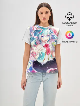 Женская базовая футболка / Благородная Хатсуне Мику