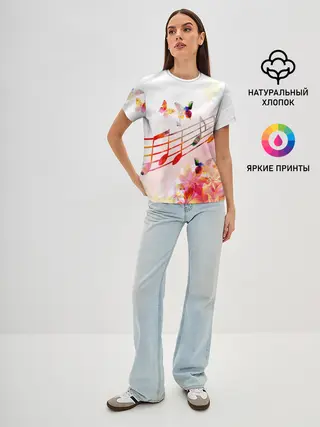 Женская базовая футболка / Ноты весна