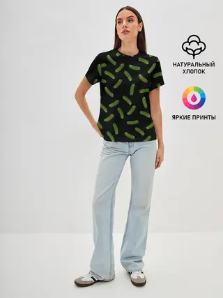 Женская базовая футболка / Огуречный паттерн