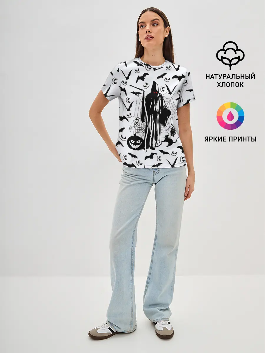Женская базовая футболка / Хэллоуин, Grim Reaper