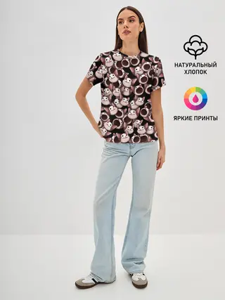 Женская базовая футболка / Popping cats