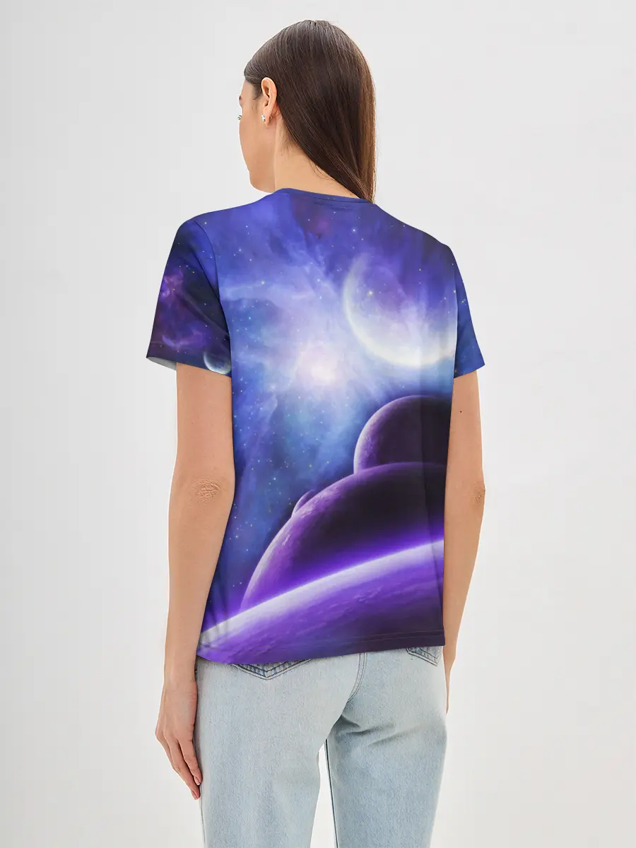 Женская базовая футболка / Неоновый Космос