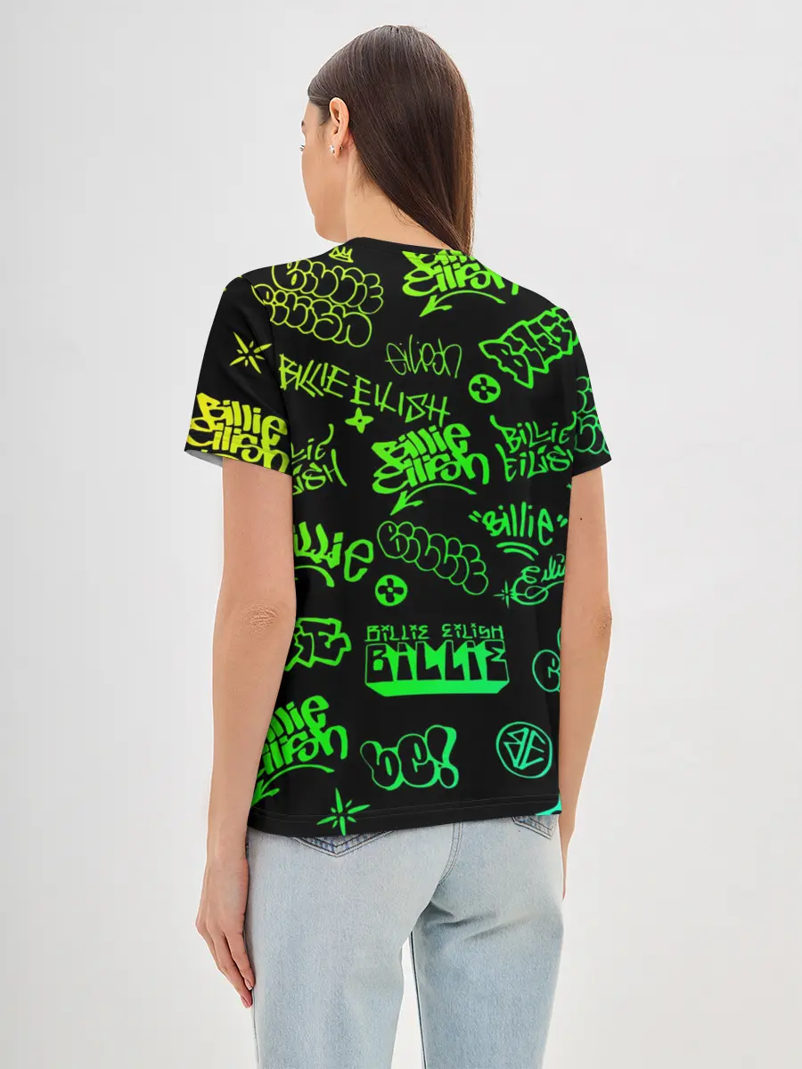 Женская базовая футболка / Billie Eilish Graffiti gradien