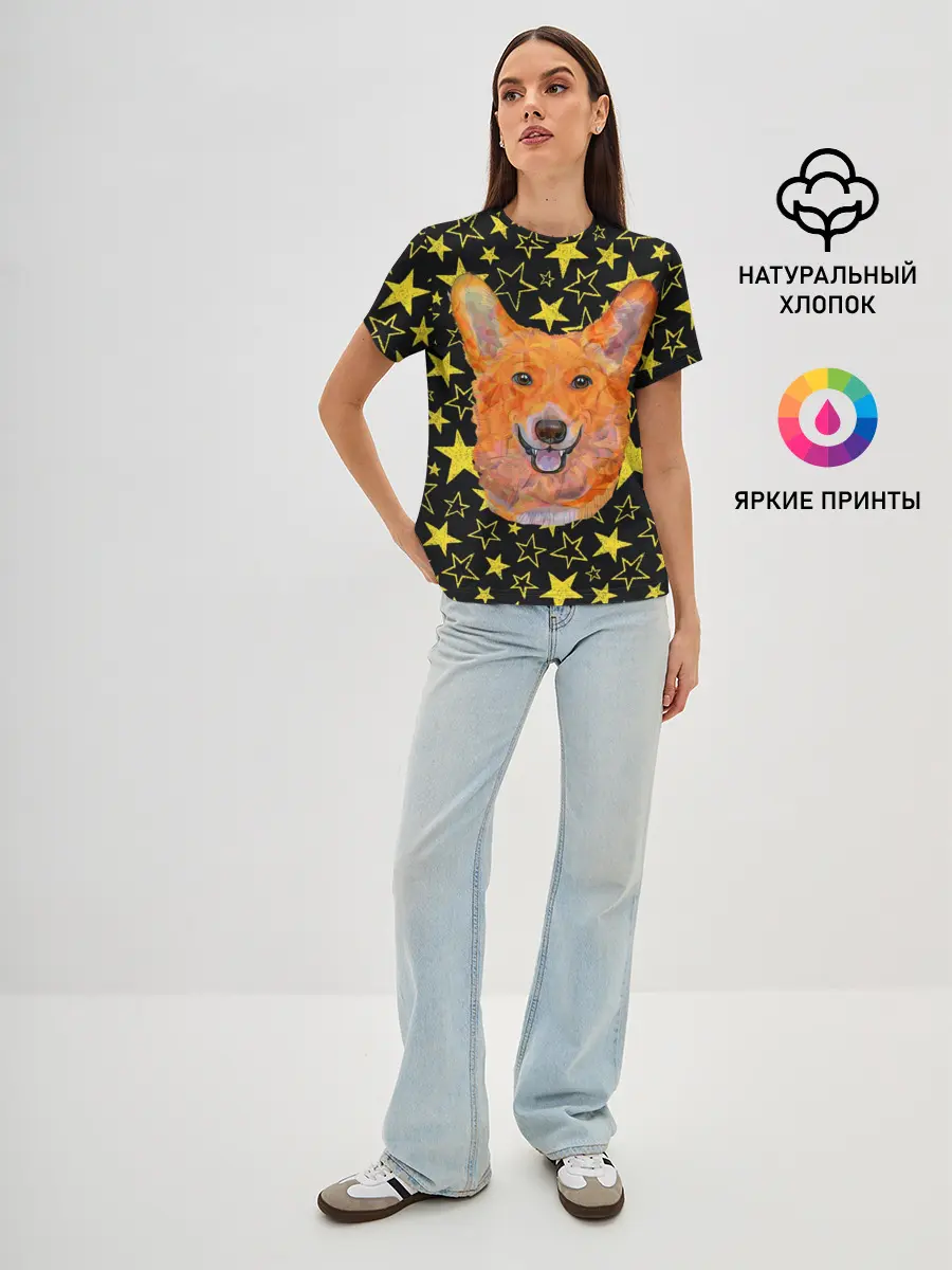Женская базовая футболка / Corgi | Stars