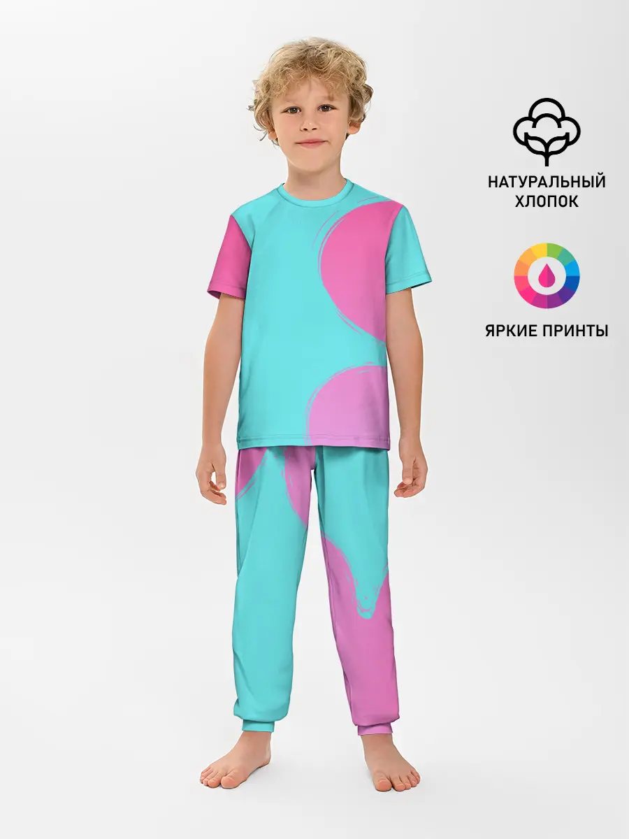 Детская пижама с брюками / Розово-голубой градиент