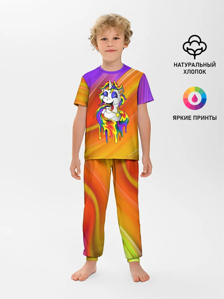 Детская пижама с брюками / Единорог | Unicorn | Rainbow