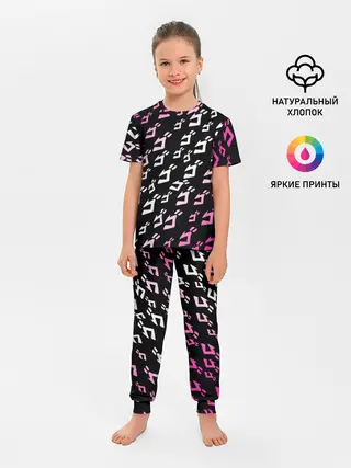Детская пижама с брюками / Паттерн джоджо белорозовый