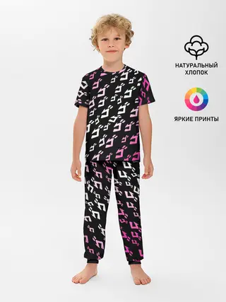 Детская пижама с брюками / Паттерн джоджо белорозовый