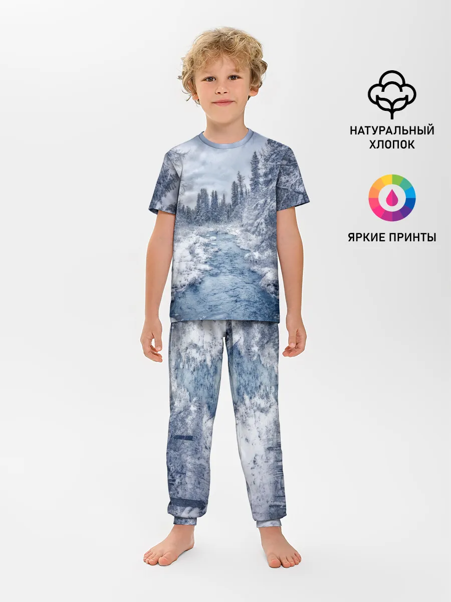 Детская пижама с брюками / СНЕЖНЫЙ ПЕЙЗАЖ