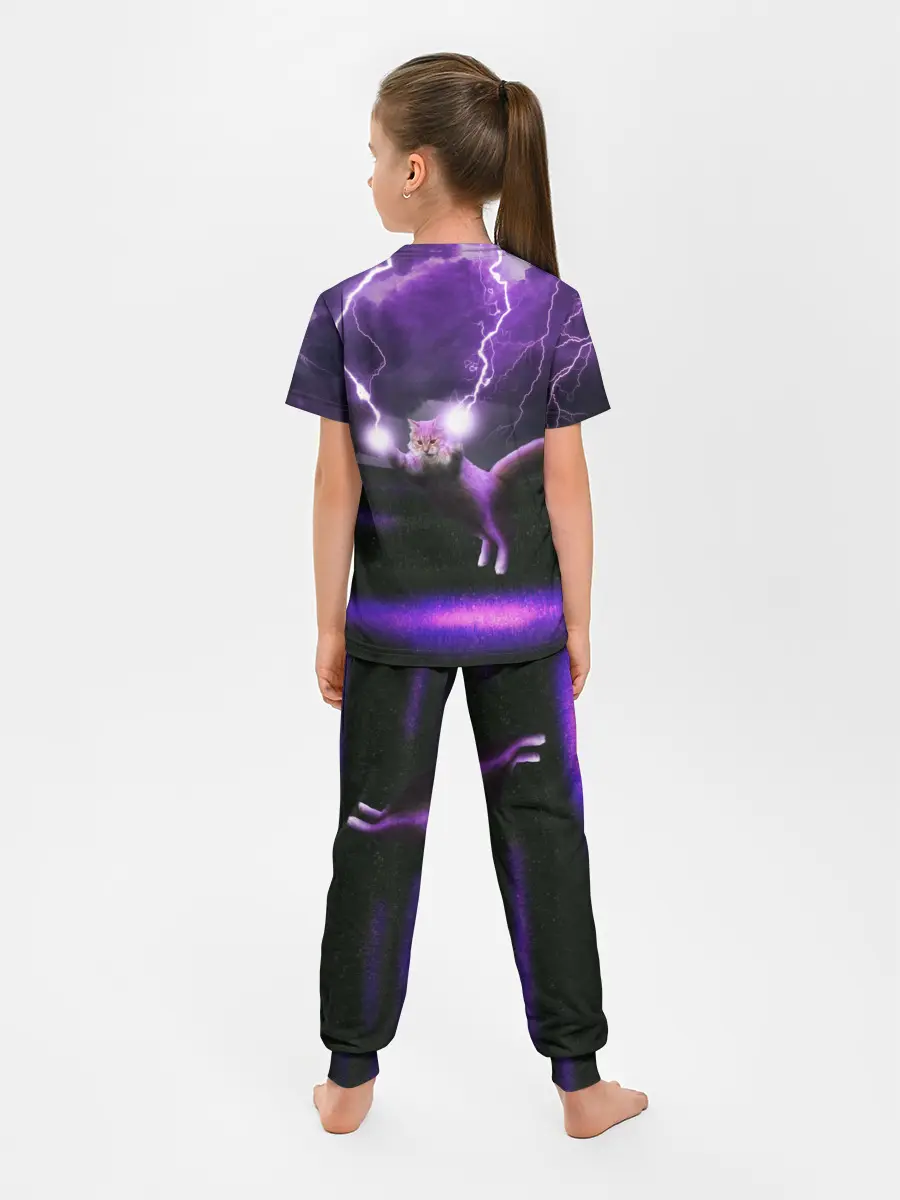 Детская пижама с брюками / Кот и Молнии