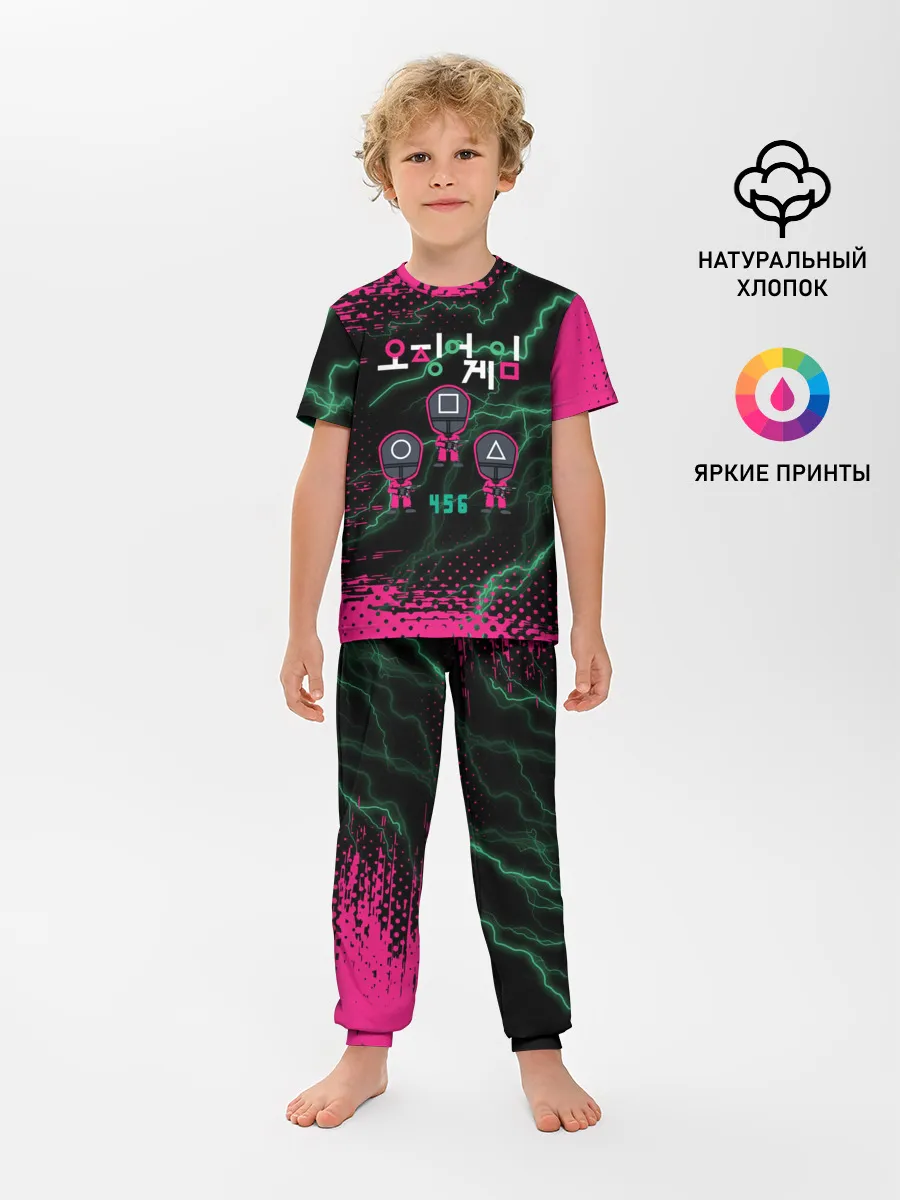 Детская пижама с брюками / Игра в кальмара разряд молнии.