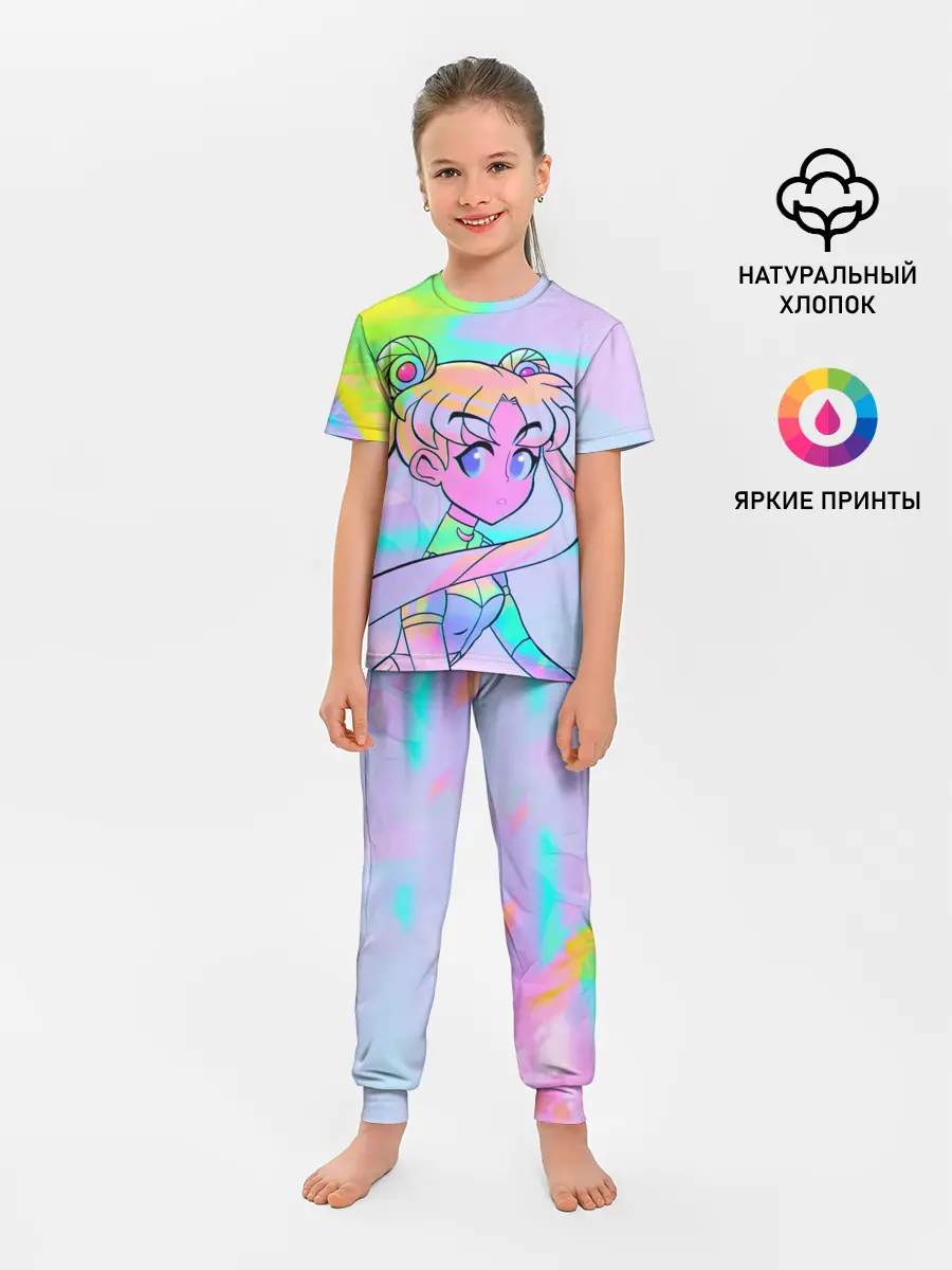 Детская пижама с брюками / ЦВЕТНАЯ МУН