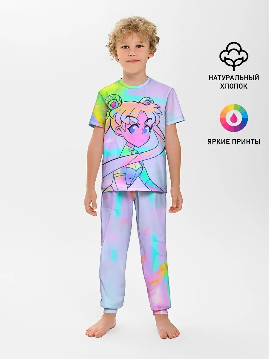 Детская пижама с брюками / ЦВЕТНАЯ МУН