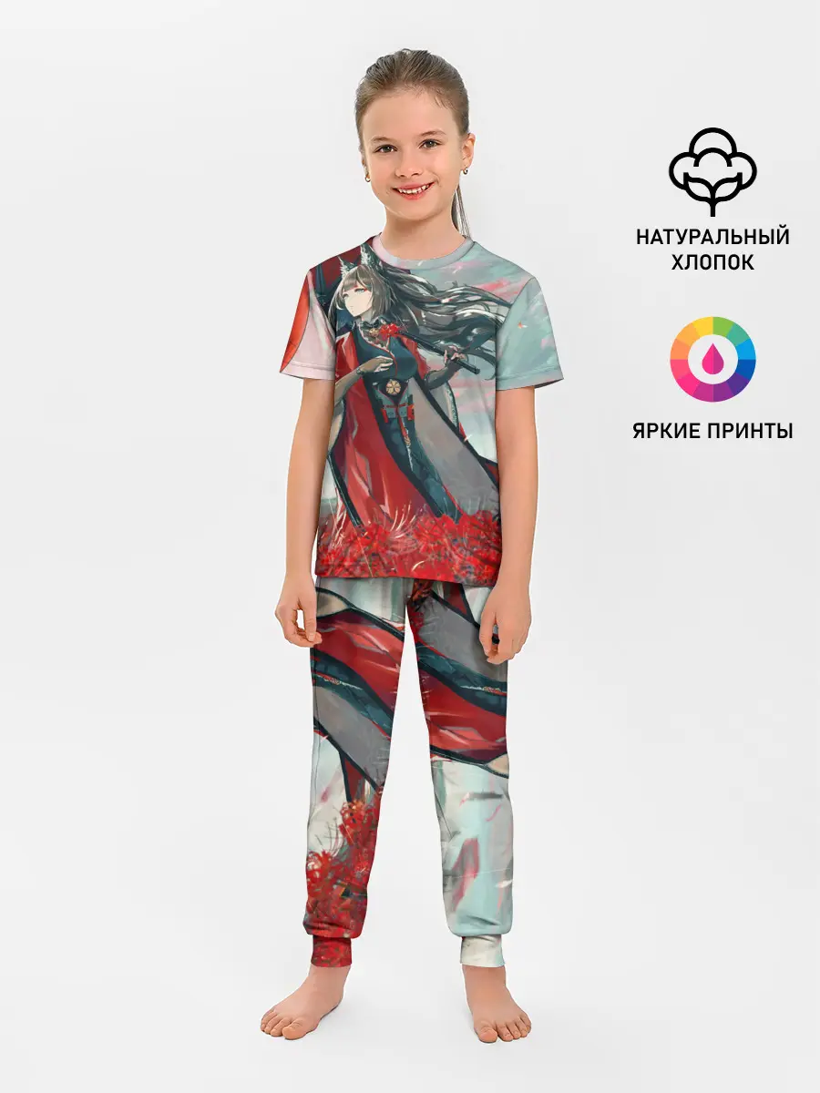 Детская пижама с брюками / Azur Lane red flowers