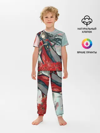 Детская пижама с брюками / Azur Lane red flowers