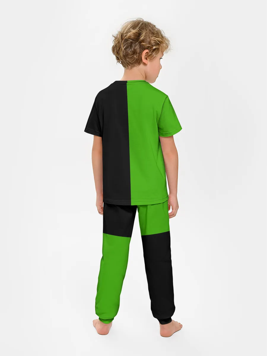 Детская пижама с брюками / SKODA черно-зеленый