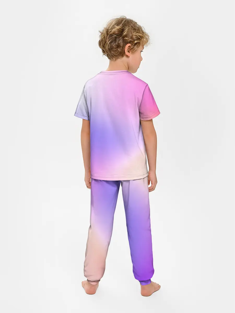 Детская пижама с брюками / светлый градиент розовый мода