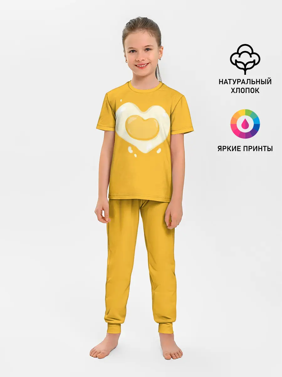 Детская пижама с брюками / Яичница Сердечко