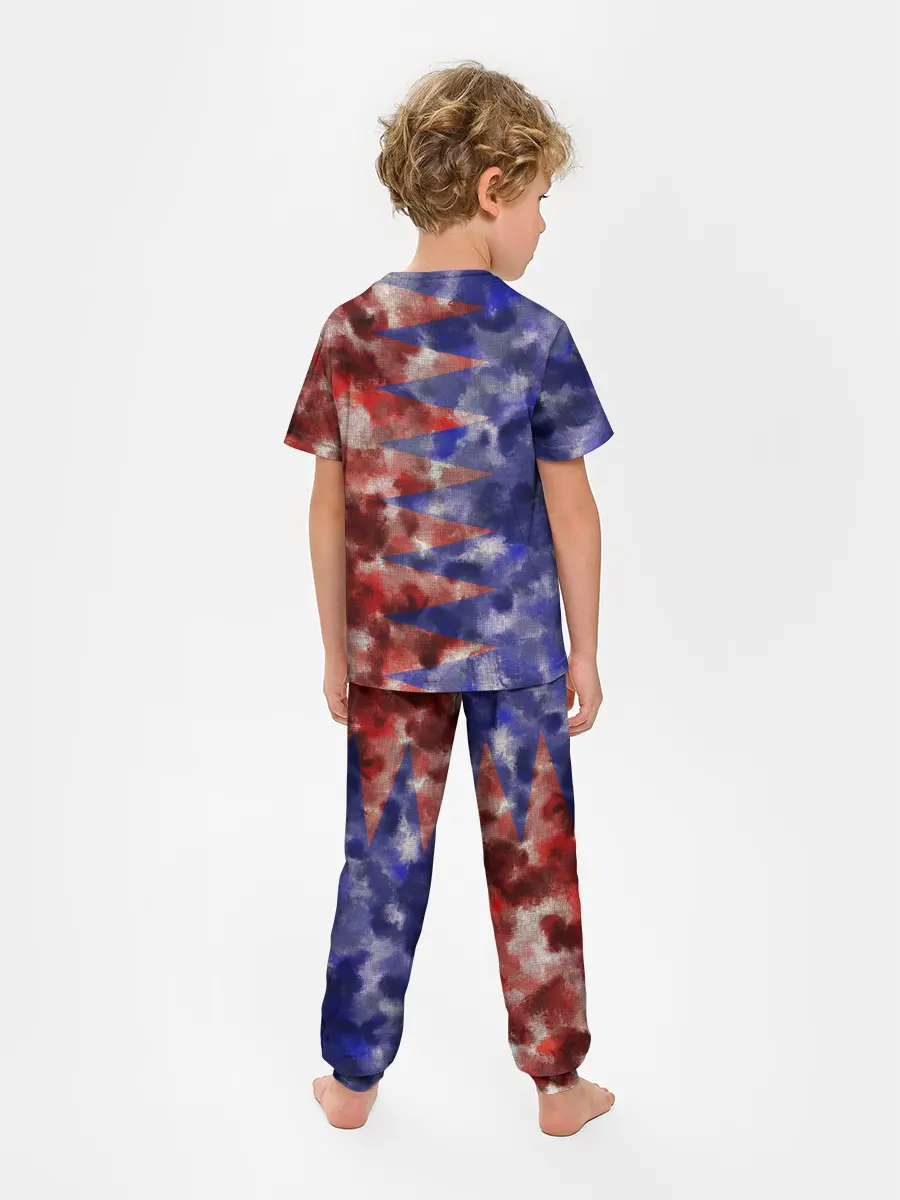 Детская пижама с брюками / Сине-Красные Разводы