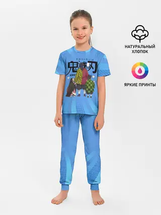 Детская пижама с брюками / Незуко Гию и Танджиро