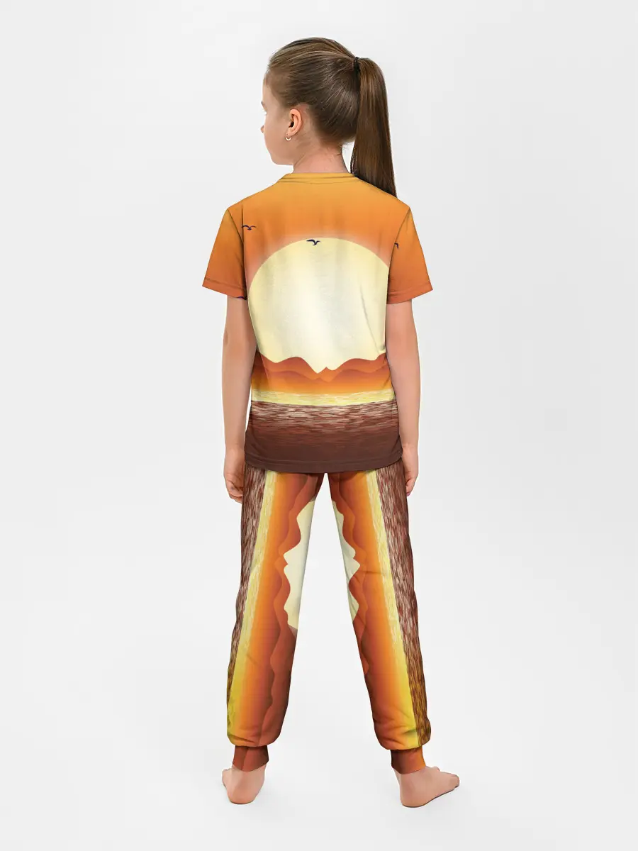 Детская пижама с брюками / Кораблик на закате