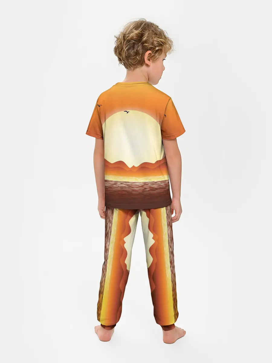 Детская пижама с брюками / Кораблик на закате