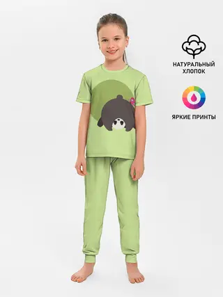 Детская пижама с брюками / Прикольная панда с бабочкой