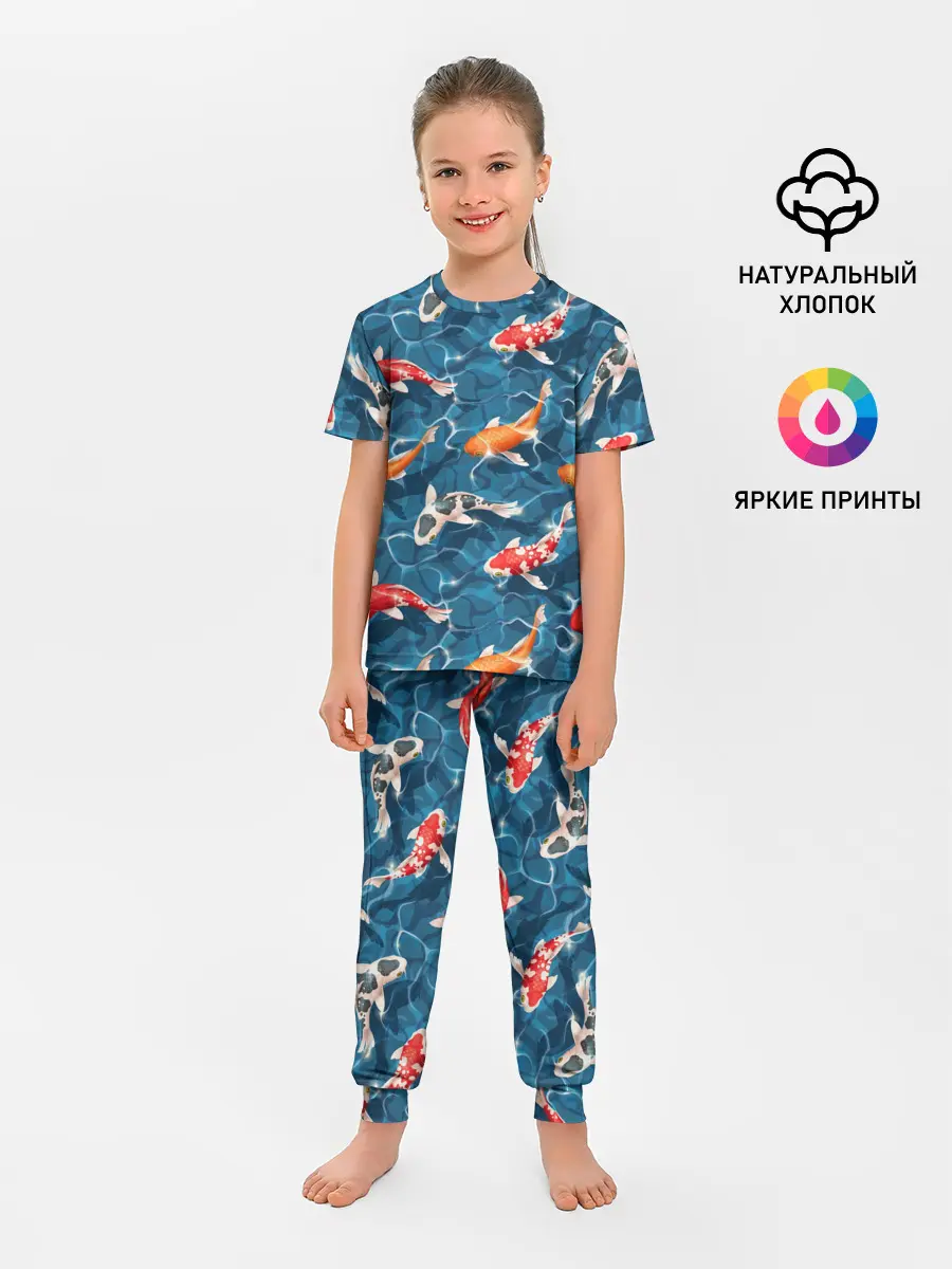Детская пижама с брюками / Японские карпы