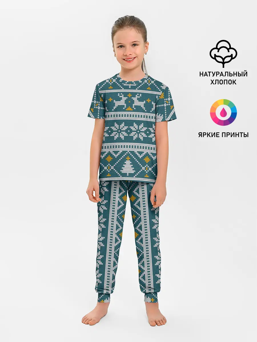 Детская пижама с брюками / Новогодний узор