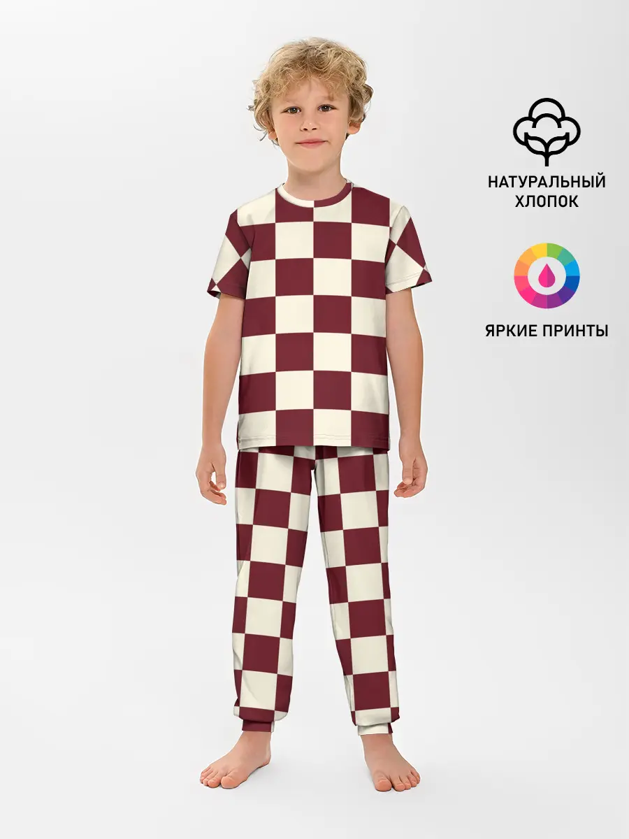 Детская пижама с брюками / Шахматка