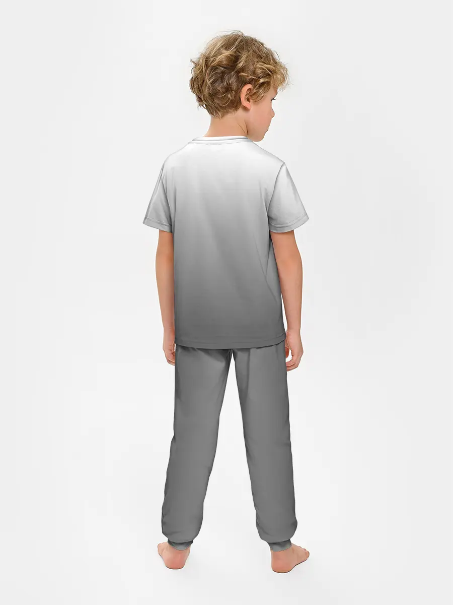Детская пижама с брюками / Черно-белый градиент
