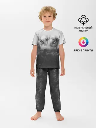 Детская пижама с брюками / Волк в лесу