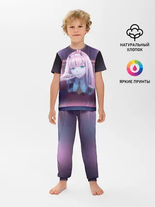 Детская пижама с брюками / Ноль два неон