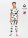 Детская пижама с брюками / Котики | ЧБ