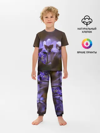 Детская пижама с брюками / хрупкий цветок фиалка