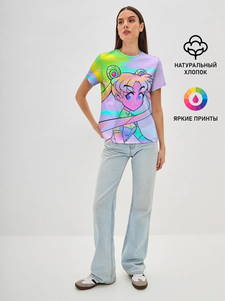 Женская базовая футболка / ЦВЕТНАЯ МУН