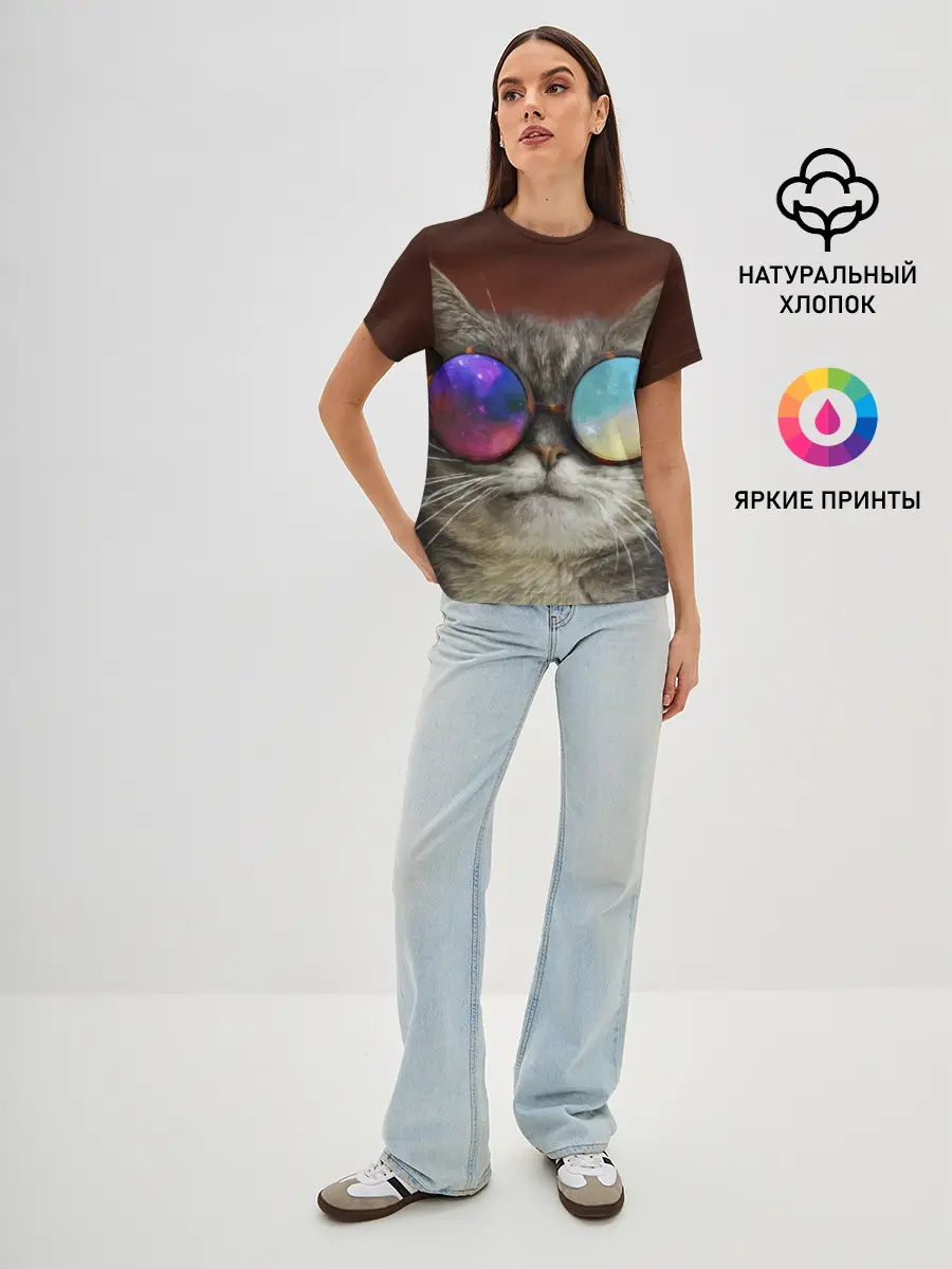 Женская базовая футболка / котейки