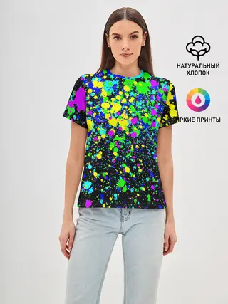 Женская базовая футболка / Неоновые краски лета