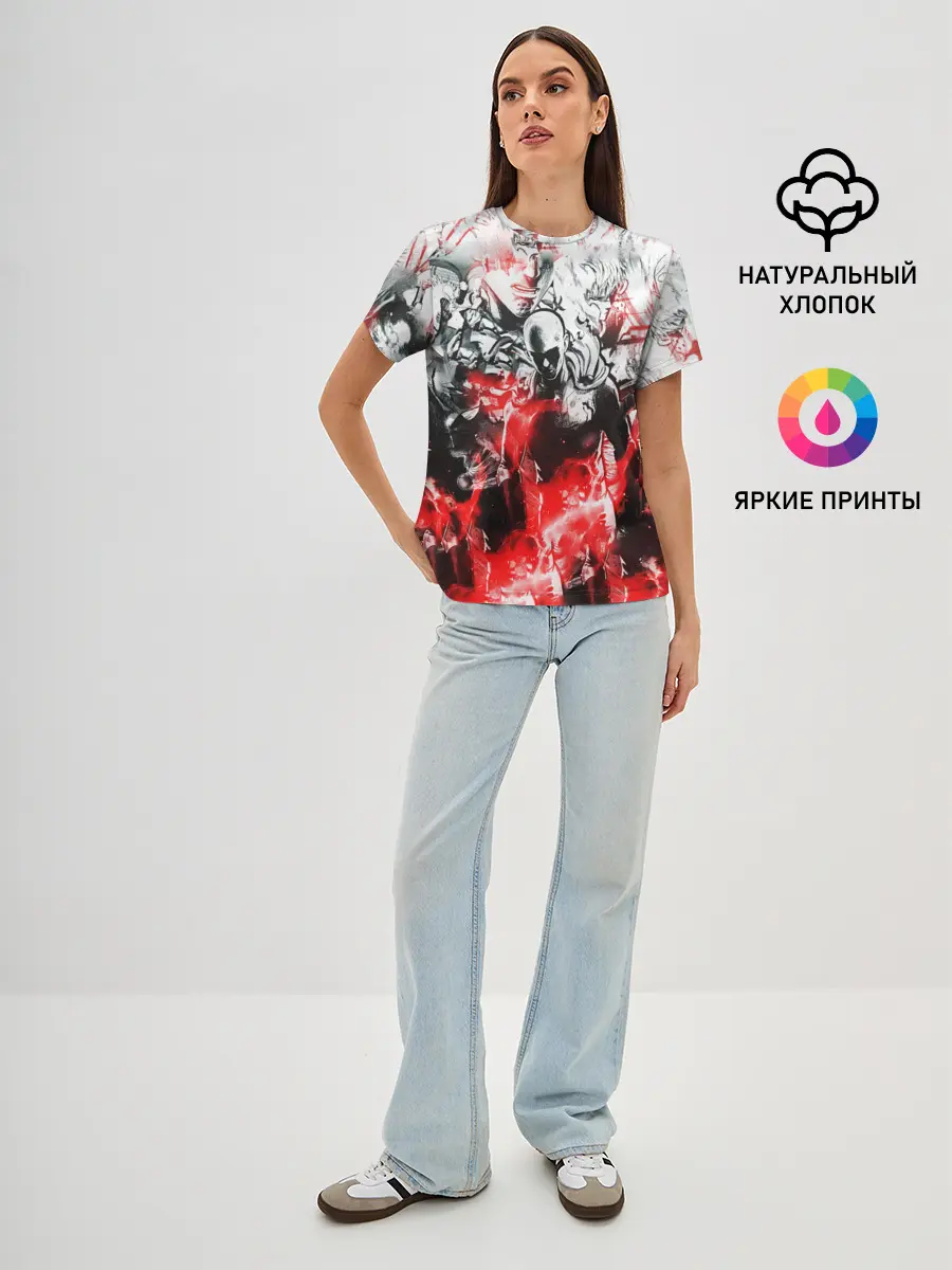 Женская базовая футболка / One-Punch Man Collage